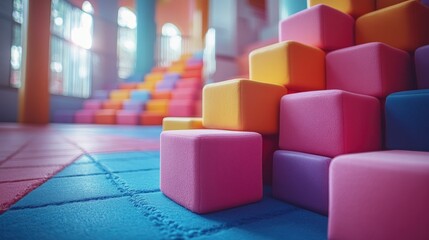 Obraz premium Colorful Foam Blocks in a Playroom