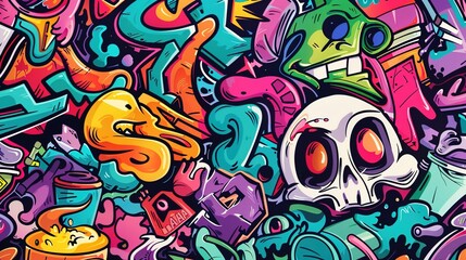 Graffiti pattern wallpaper