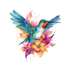 hummingbird watercolor I hummingbird and flower