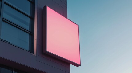 A modern wall-mounted square sign mockup minimalist dark-colored architecture