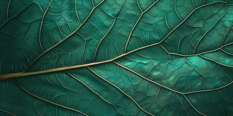 Obraz premium Close up of textured green skeleton leaf