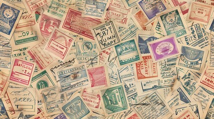 Vintage stamp pattern wallpaper
