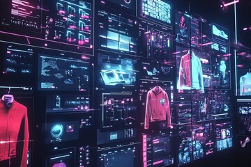 A digital shopping interface displaying a wide array of high-tech gadgets and fashion items.