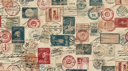 Vintage stamp pattern wallpaper