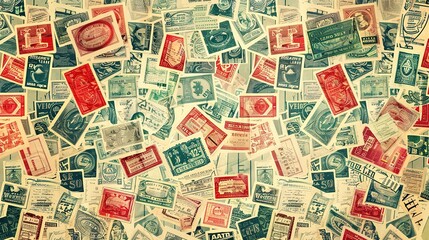 Vintage stamp pattern wallpaper