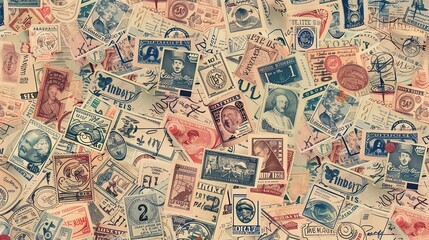 Vintage stamp pattern wallpaper