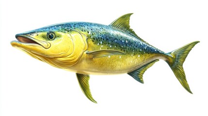 Naklejka premium Mahi-mahi clipart, element, 3D illustration, realistic, isolated on white background