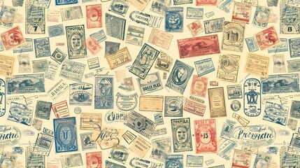 Vintage stamp pattern wallpaper