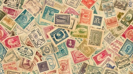 Vintage stamp pattern wallpaper