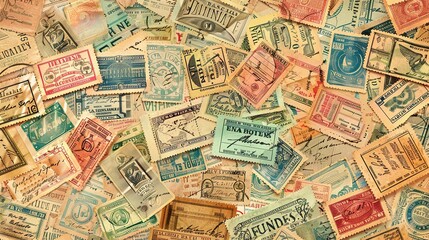 Vintage stamp pattern wallpaper