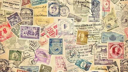 Fototapeta premium Vintage stamp pattern wallpaper