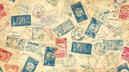 Obraz premium Vintage stamp pattern wallpaper