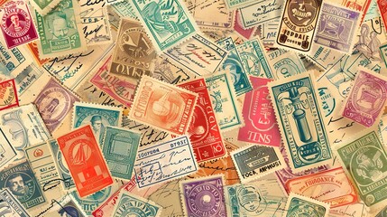 Obraz premium Vintage stamp pattern wallpaper