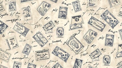 Vintage stamp pattern wallpaper