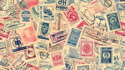 Vintage stamp pattern wallpaper