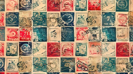 Vintage stamp pattern wallpaper
