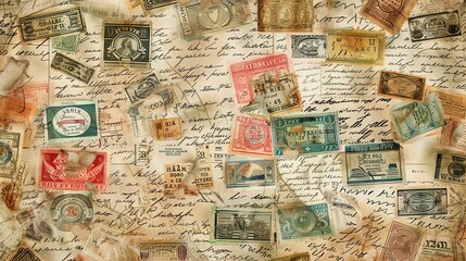 Vintage stamp pattern wallpaper