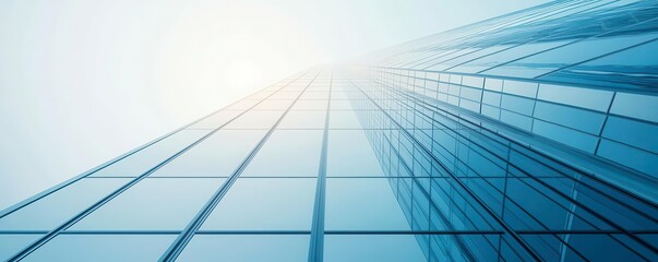Obraz premium Corporate skyscraper with a digital moat of data protection, illustrating business security, competitive edge, business moat