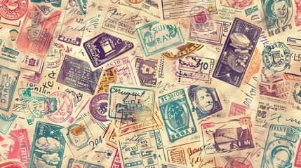 Vintage stamp pattern wallpaper