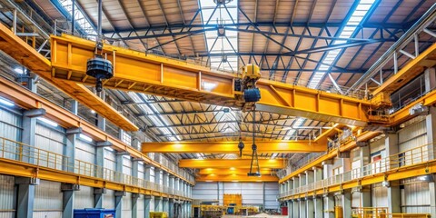 Close up of a factory overhead crane, industrial, manufacturing, equipment, construction, heavy duty