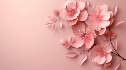 Fototapeta premium A simple yet charming light pink background decoration. The light pink hue creates a soft and delicate atmosphere. It might have a smooth texture or a gentle pattern. This decoration can be used 
