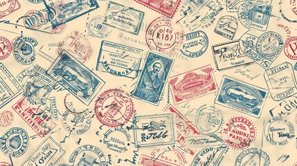 vintage stamp pattern wallpaper