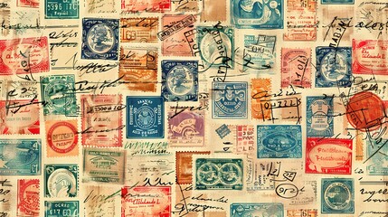 vintage stamp pattern wallpaper