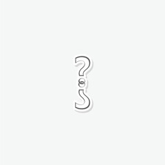 Simple question mark symbol sticker isolated on gray background