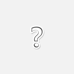 Simple question mark symbol sticker isolated on gray background