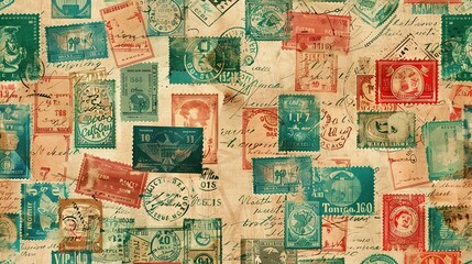 vintage stamp pattern wallpaper