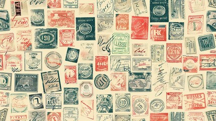 vintage stamp pattern wallpaper