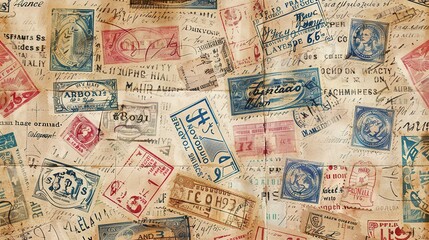 Fototapeta premium vintage stamp pattern wallpaper