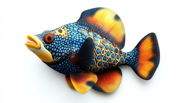 recommend clip art: Triggerfish clipart, element, 3D illustration, realistic, isolated on white background