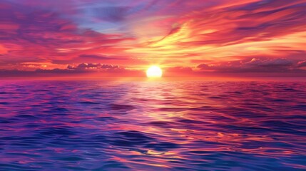 Fototapeta premium Colorful sunset on the sea coast Scenic sunrise over water