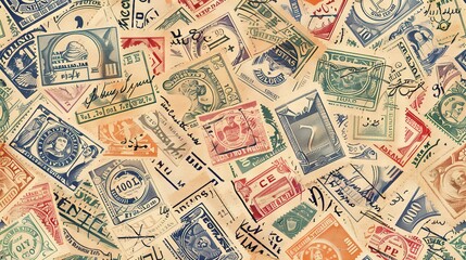 vintage stamp pattern wallpaper