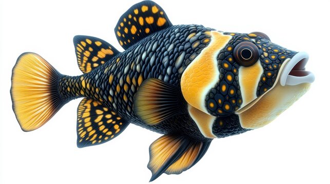 recommend clip art: Triggerfish clipart, element, 3D illustration, realistic, isolated on white background