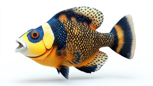 recommend clip art: Triggerfish clipart, element, 3D illustration, realistic, isolated on white background