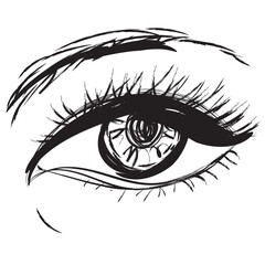 Set of Different Sketched Eye Icons Isolated on White