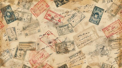 vintage stamp pattern wallpaper