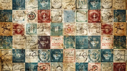 vintage stamp pattern wallpaper