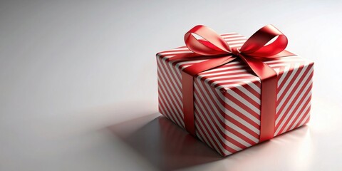 Obraz premium Cube of red snow striped present, gift, Christmas, holiday, winter, festive, cube, red, snow, striped, present, surprise
