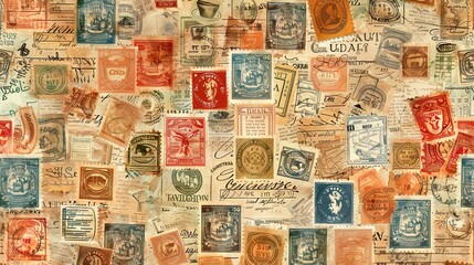 vintage stamp pattern wallpaper