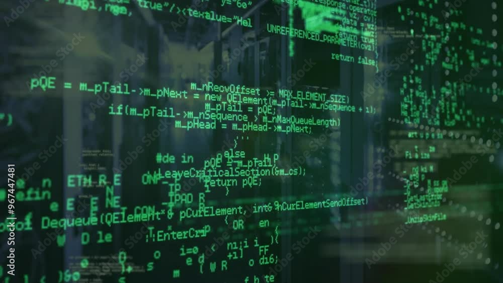 Poster animation of digital data processing over computer servers