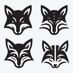 Obraz premium Fox Logo Silhouette Bundle Clip Art Vector Illustration