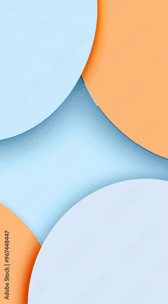 Poster abstract illustration featuring overlapping circular shapes in soft pastel colors with a modern and 