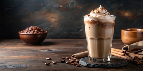 Cocoa mixed with fresh milk and ice, a refreshing and creamy beverage, Cocoa, milk, ice, chocolate, drink, cold