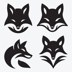 Fototapeta premium Fox Logo Silhouette Bundle Clip Art Vector Illustration