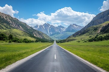 Naklejka premium Mountain Road in spring