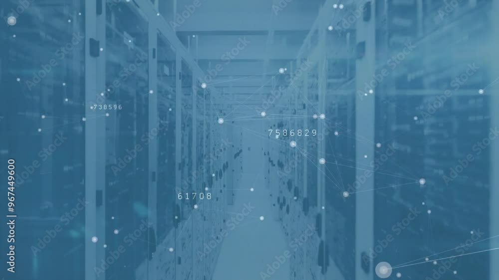 Aufkleber animation of digital data processing over computer servers