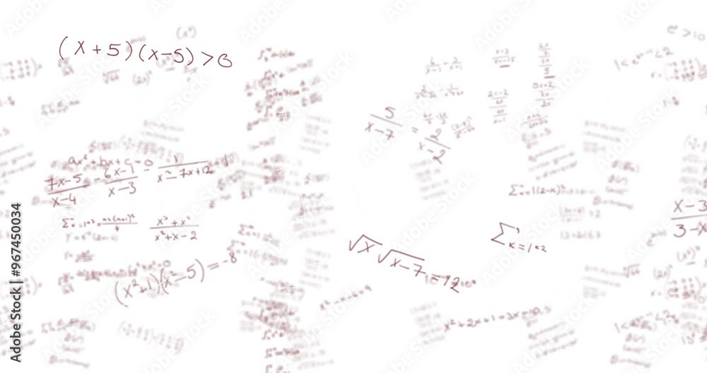 Poster animation of mathematical data processing over white background